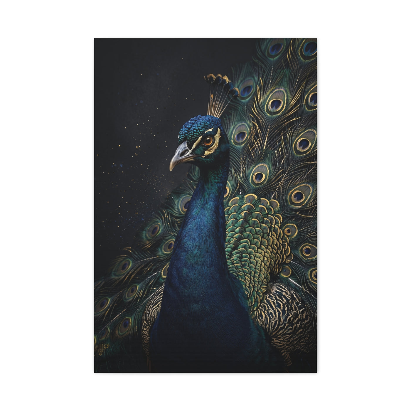 Dark Luxury Peacock Portrait Wall Art & Canvas Print