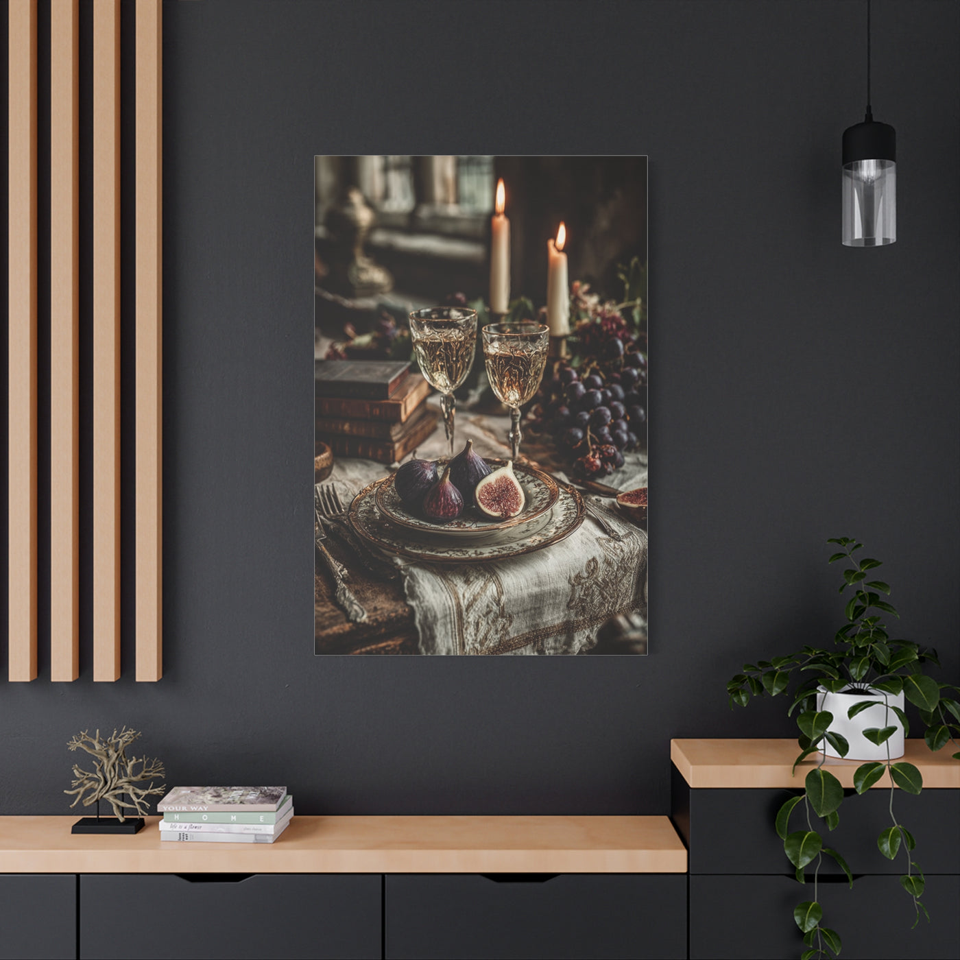 After-Dinner Wine and Fig Table Wall Art & Canvas Print