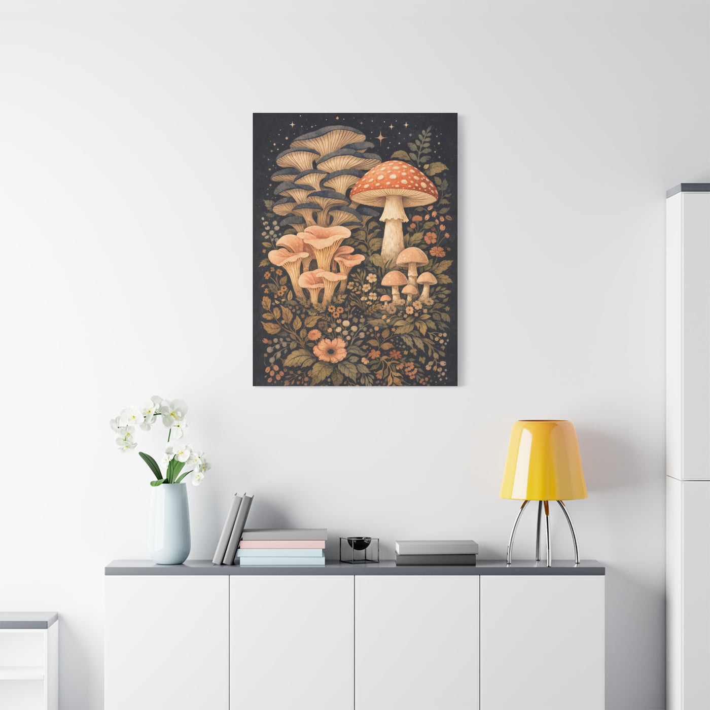 Whimsical Midnight Mushroom Garden Wall Art & Canvas Print