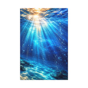 Sunlit Underwater Light Rays Ocean Scene Wall Art & Canvas Print