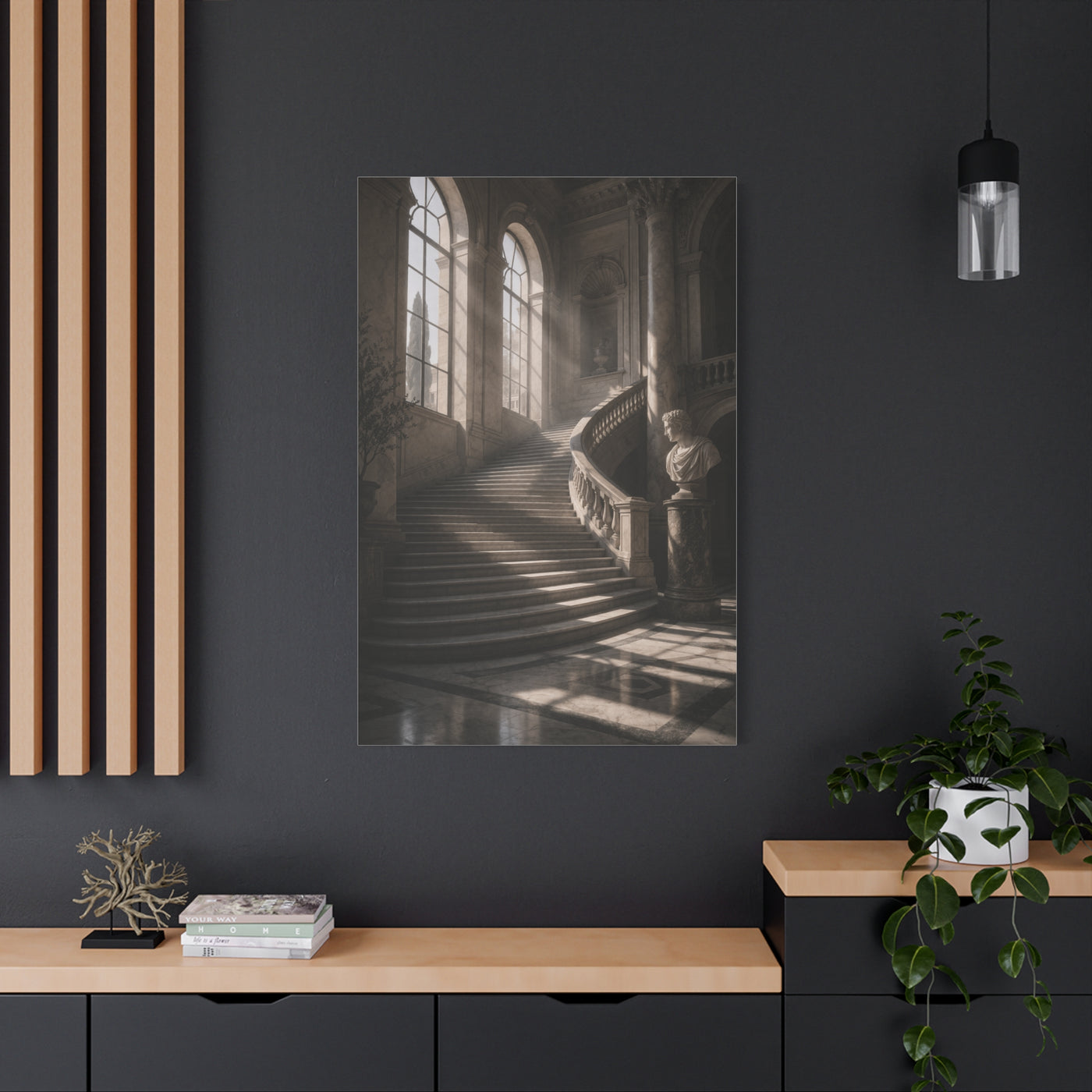 Sunlit Italian Palazzo Staircase Wall Art & Canvas Print
