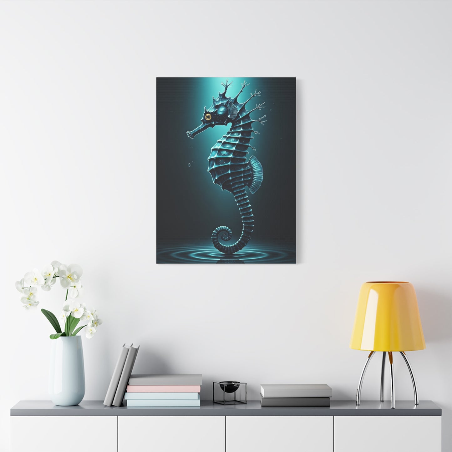 Seahorse in the Deep Blue Ocean Wall Art & Canvas Prints