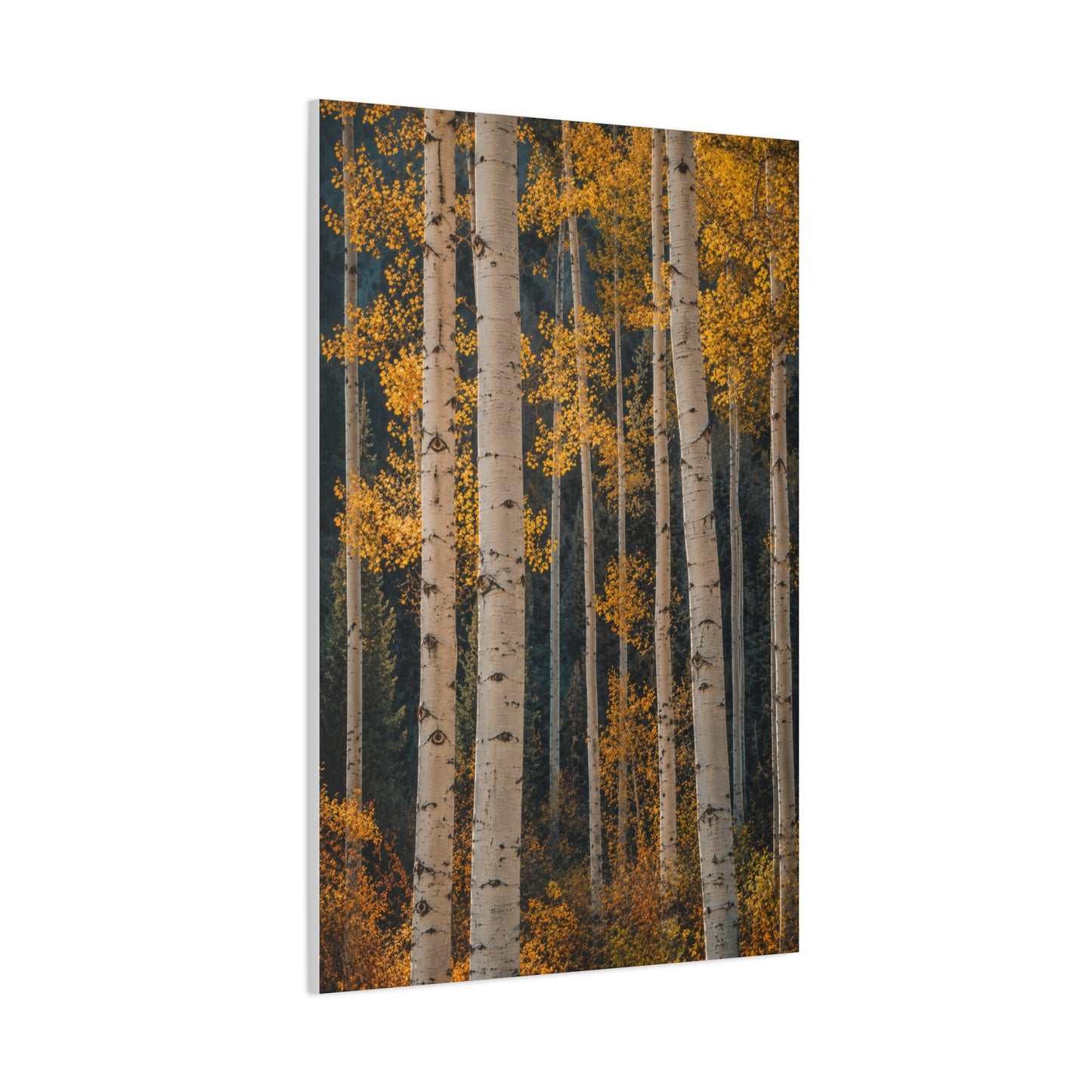 Golden Aspen Forest Autumn Vertical Trees Wall Art & Canvas Print