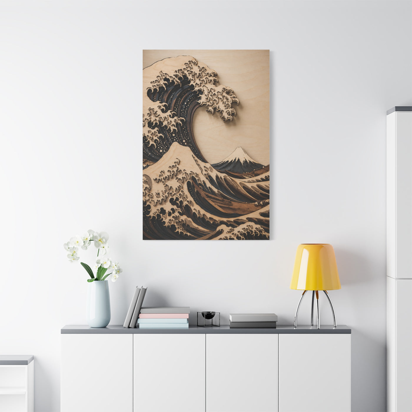 Layered Wood Great Wave Relief Wall Art & Canvas Print