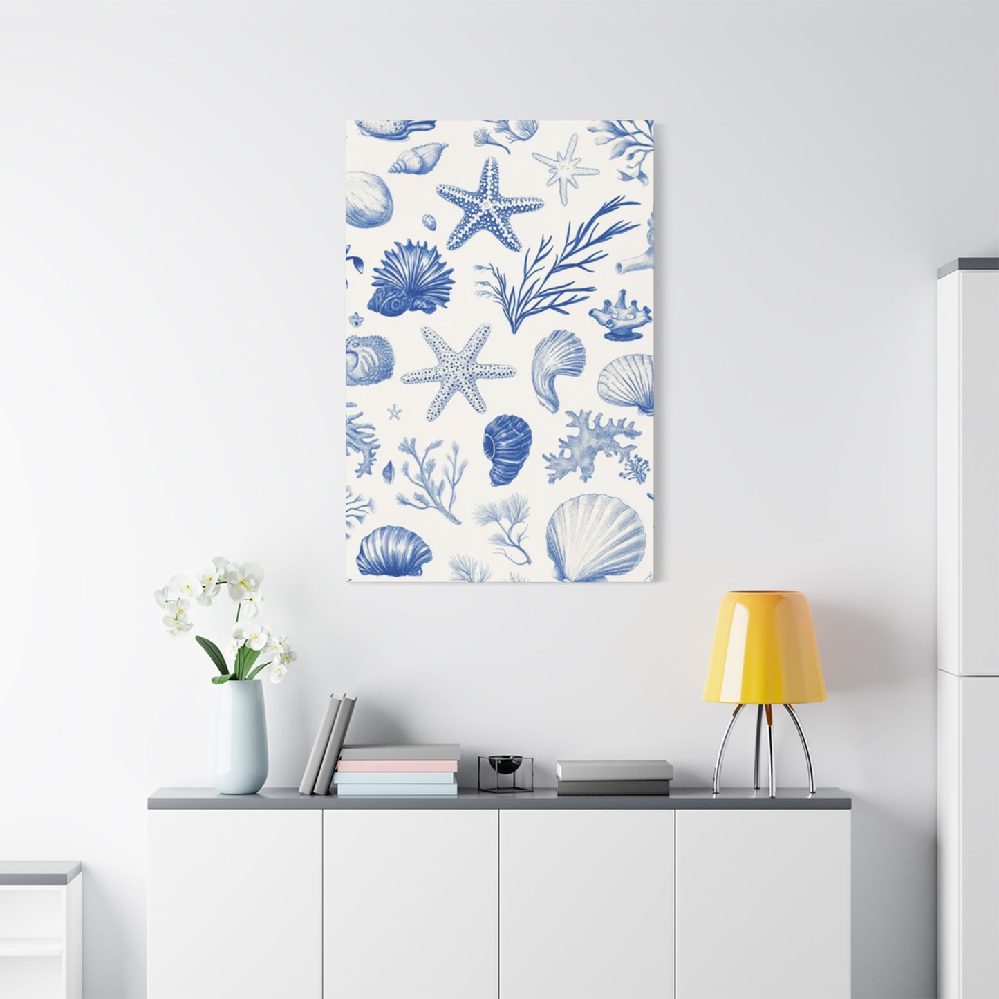 Beautiful Blue Shell Shapes Wall Art & Canvas Prints