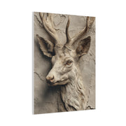 Rustic Stone Deer Relief Wall Art & Canvas Print