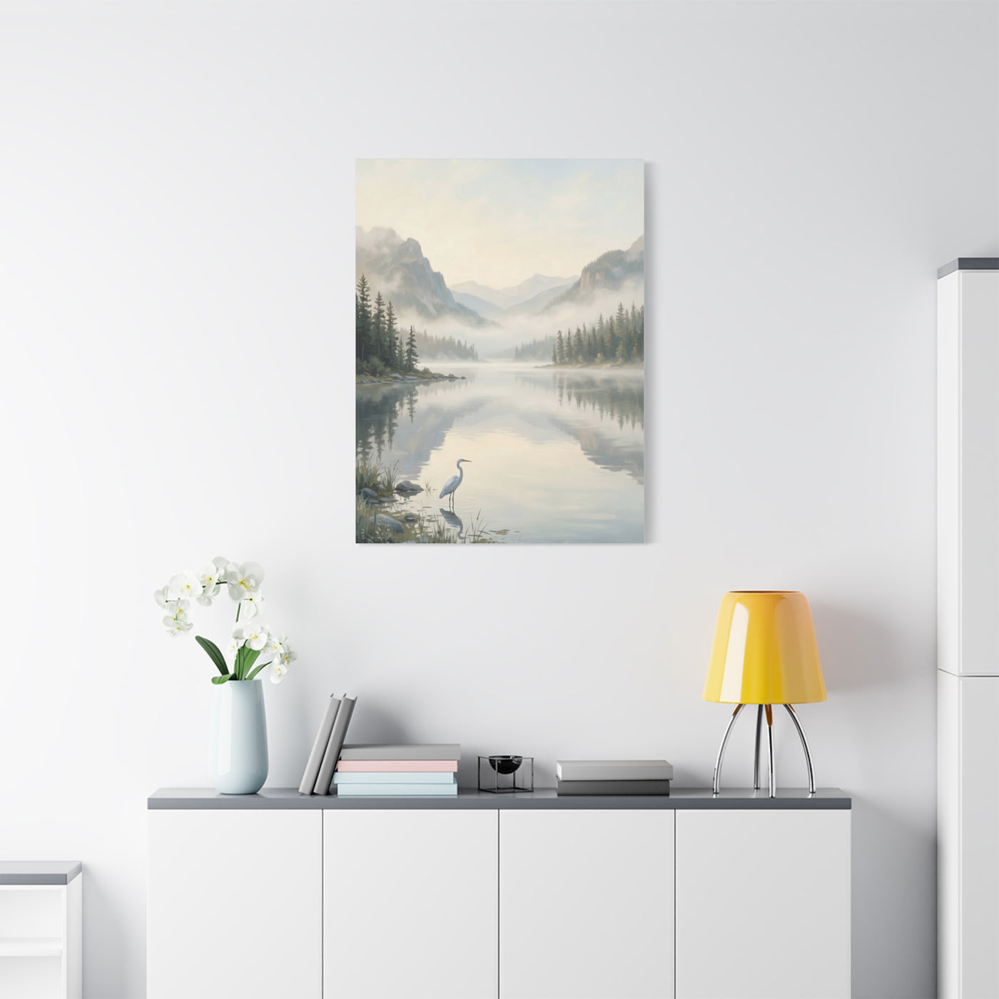 Be Still Mountain Lake Scripture Wall Art & Canvas Print