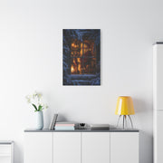 Snowy Cottage Window Santa Scene Wall Art & Canvas Print