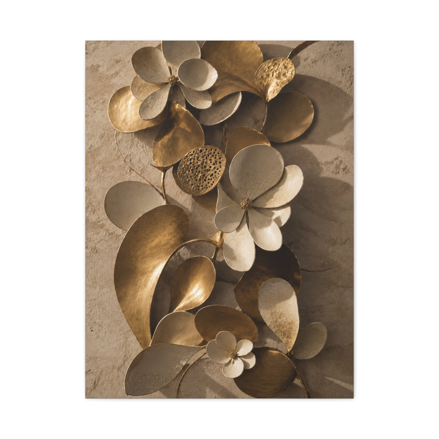 Brass and Ceramic Floral Relief Wall Art & Canvas Print