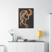 Neon Crescent Muse Line Art Wall Art & Canvas Print