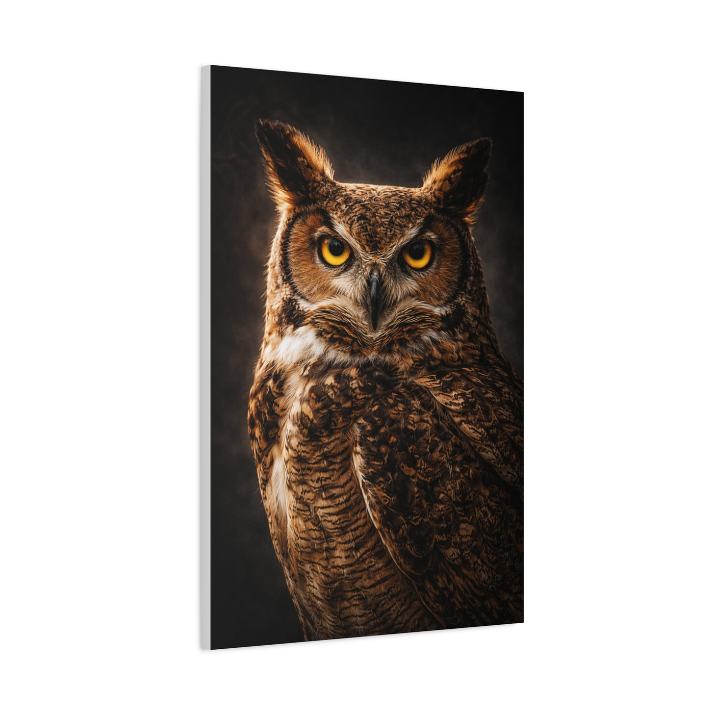 Great Horned Owl Portrait Studio Wall Art & Canvas Print