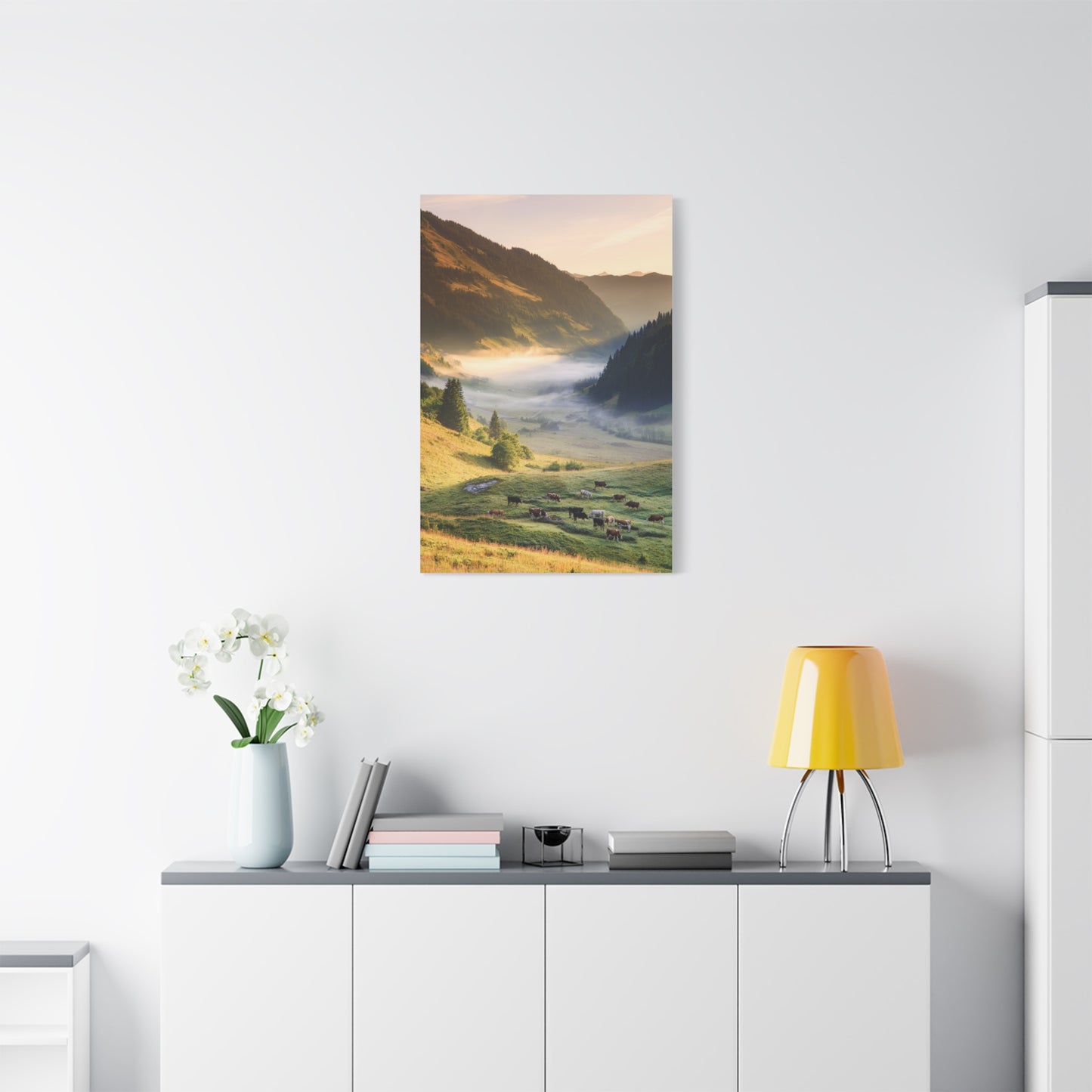 Alpine Valley Morning Pasture Wall Art & Canvas Print