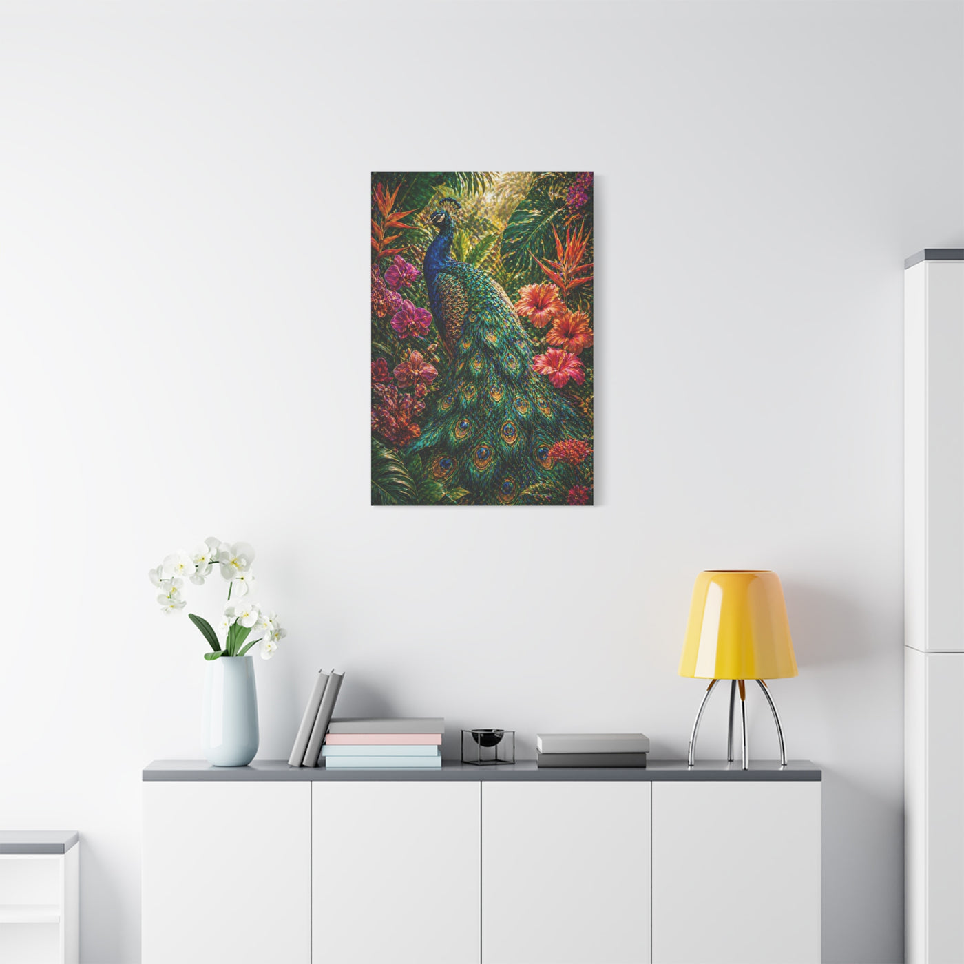Tropical Maximalist Peacock Jungle Wall Art & Canvas Print