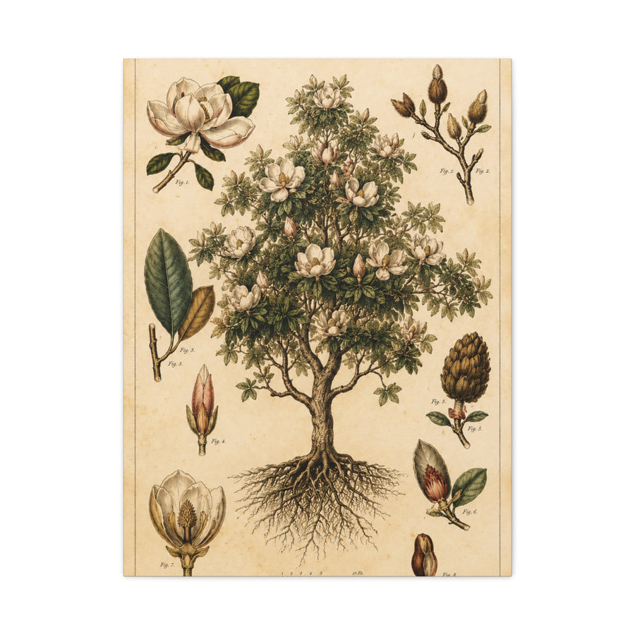 Vintage Magnolia Botanical Study Trees Wall Art & Canvas Print