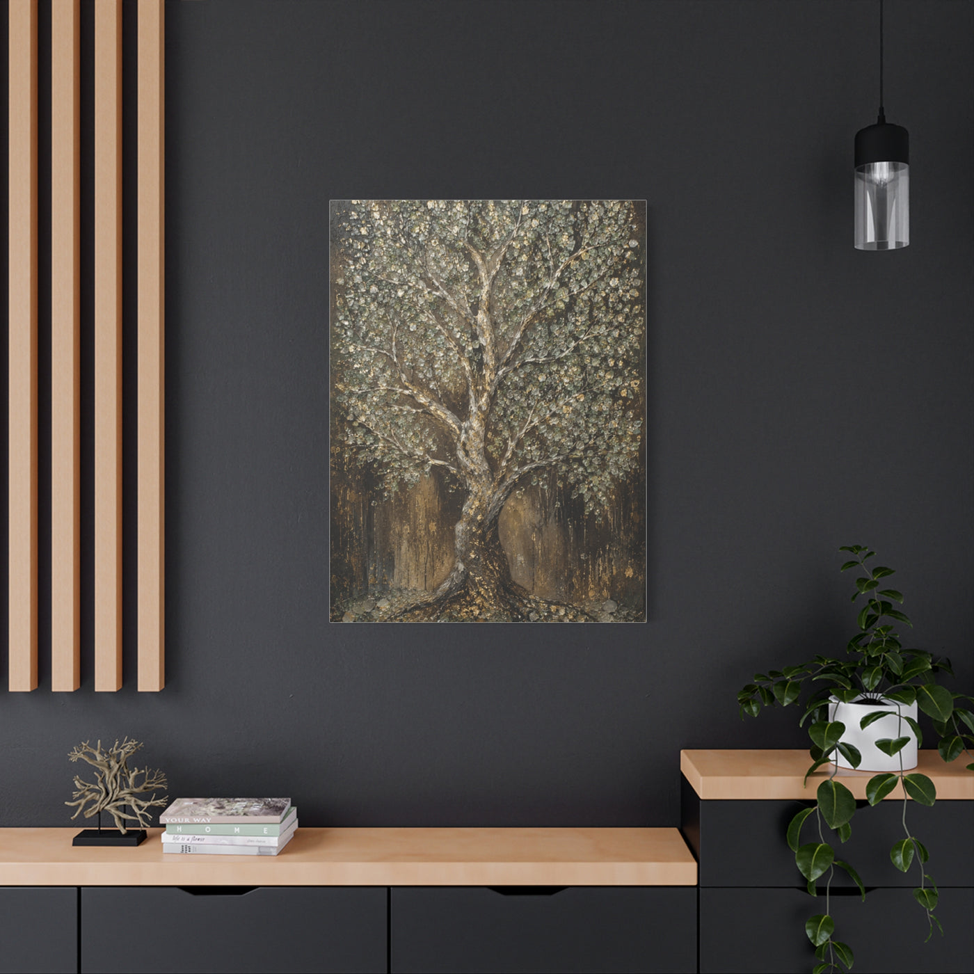 Golden Abstract Tree Texture Luxury Trees Wall Art & Canvas Print