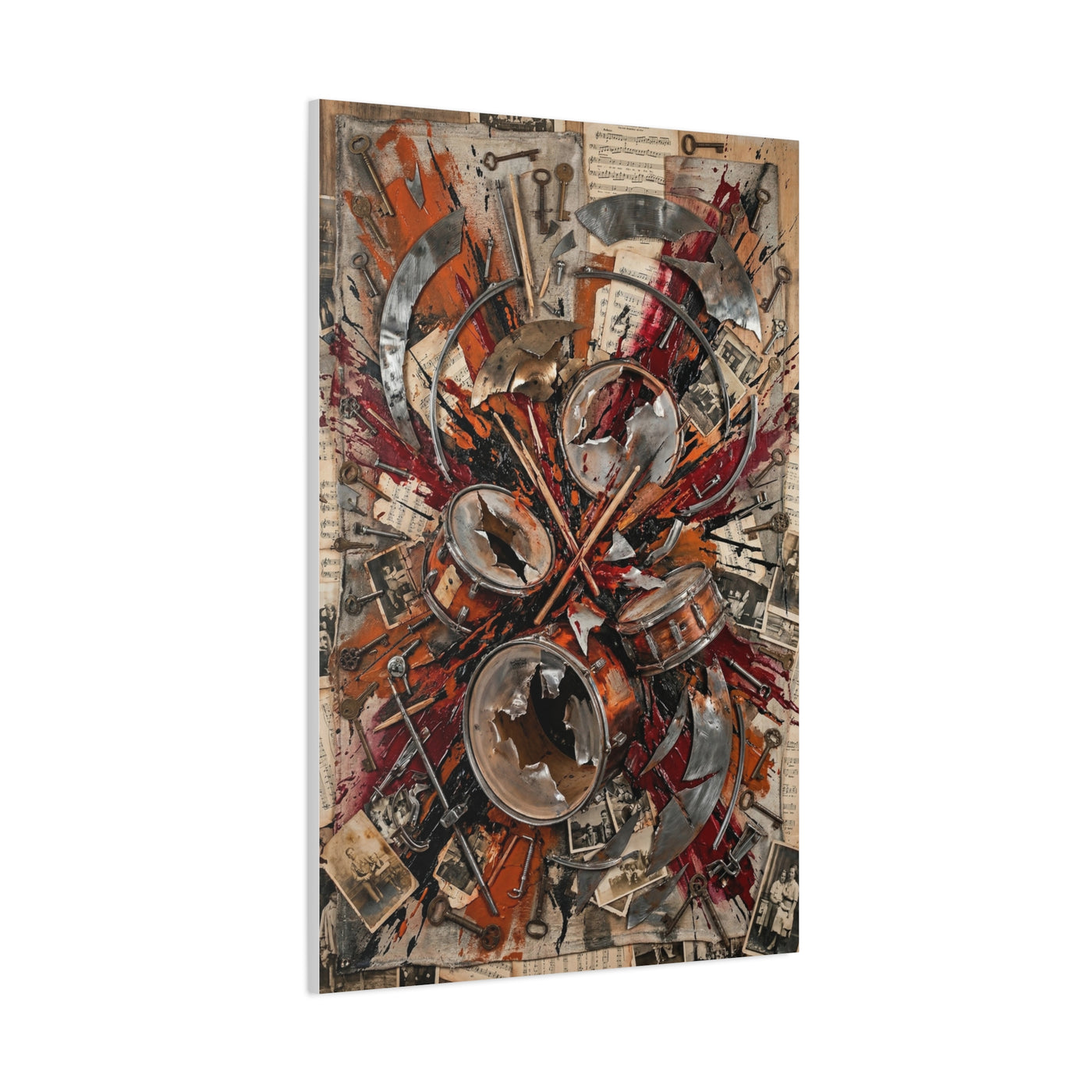 Industrial Drum Explosion Collage Wall Art & Canvas Print