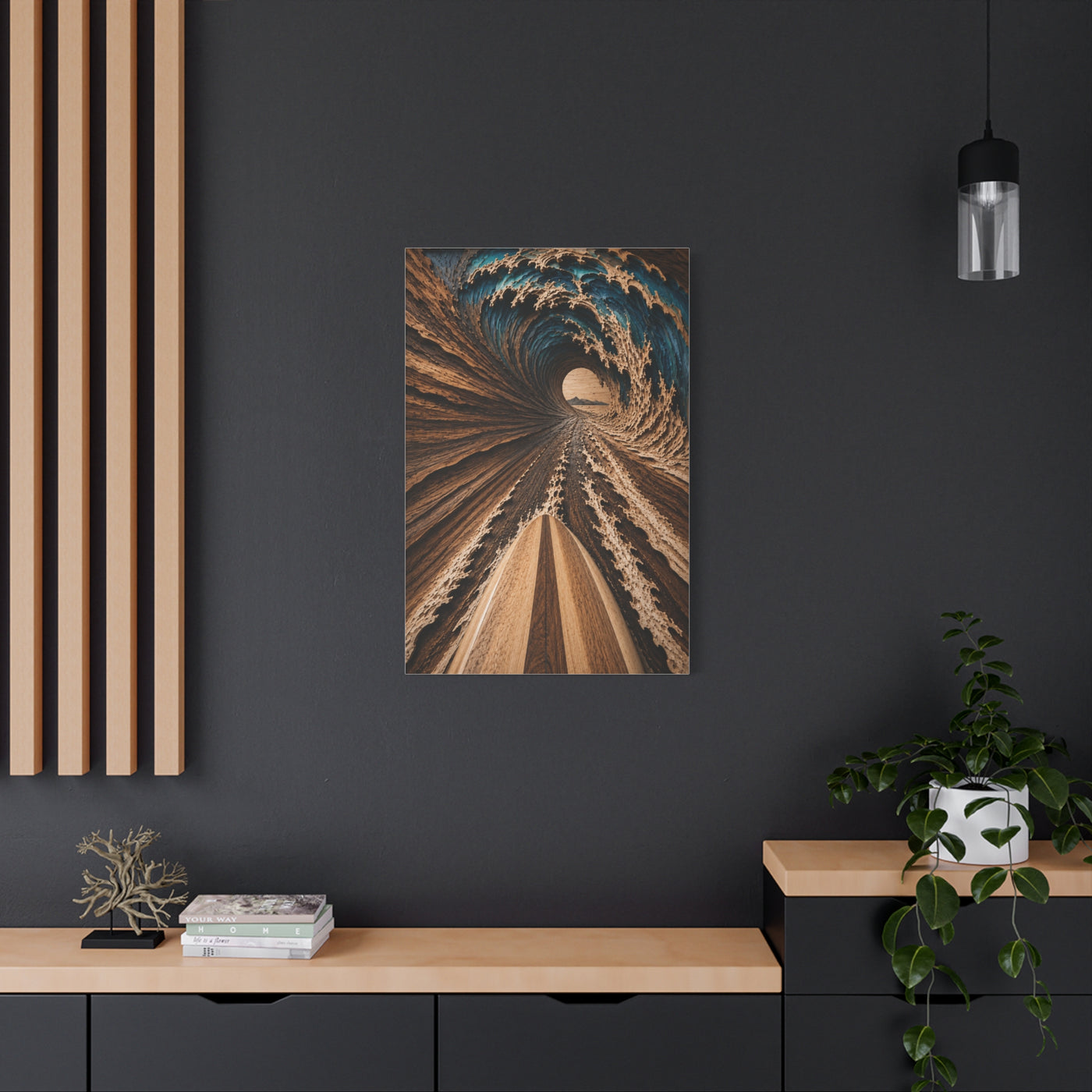 Wooden Barrel Tunnel Surf View Wall Art & Canvas Print