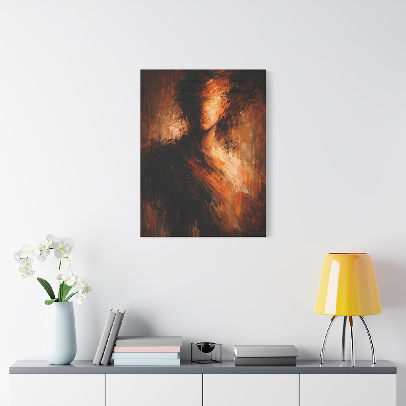 Expressionist Orange Portrait Abstraction Wall Art & Canvas Print
