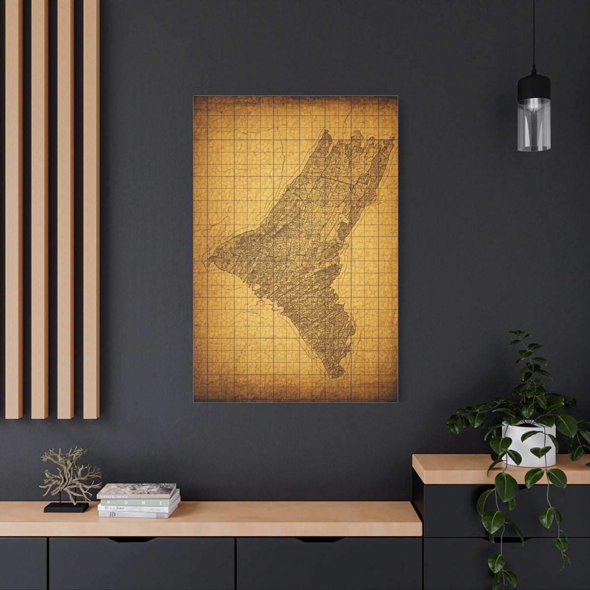 Sepia Gridland Treasure Chart Wall Art & Canvas Prints