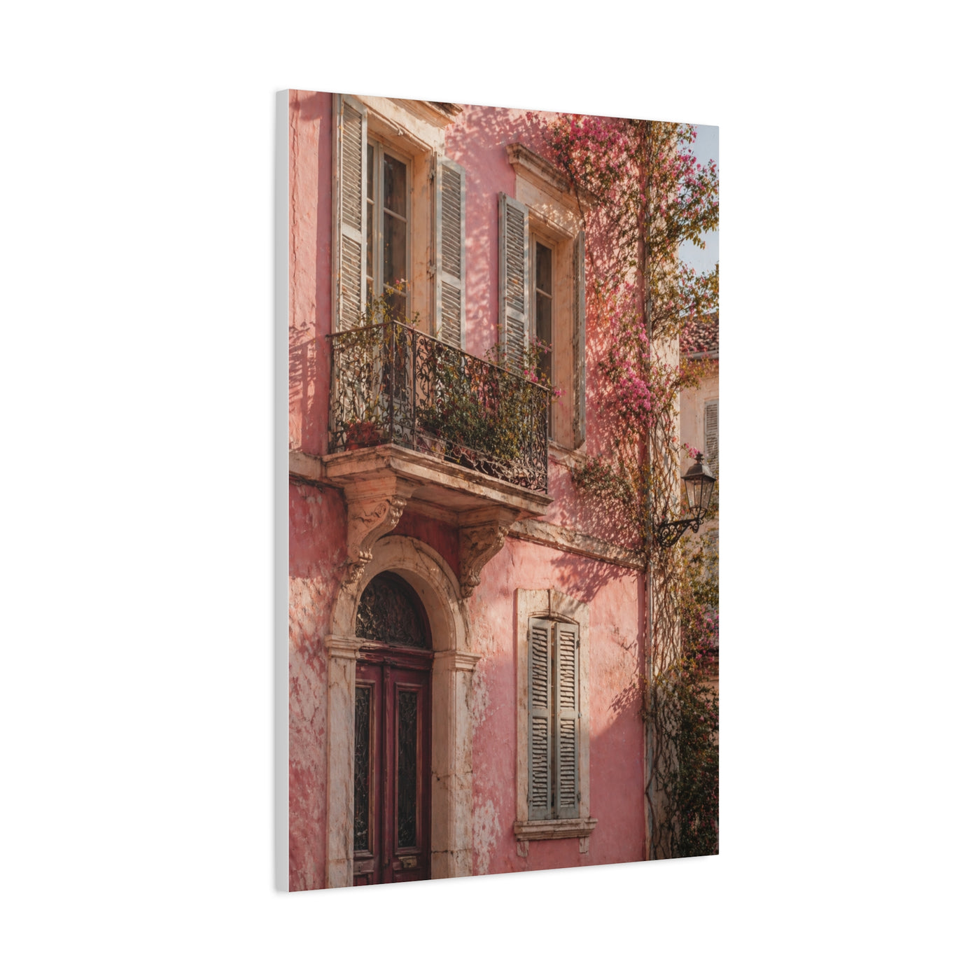 Romantic European Pink Facade Wall Art & Canvas Print