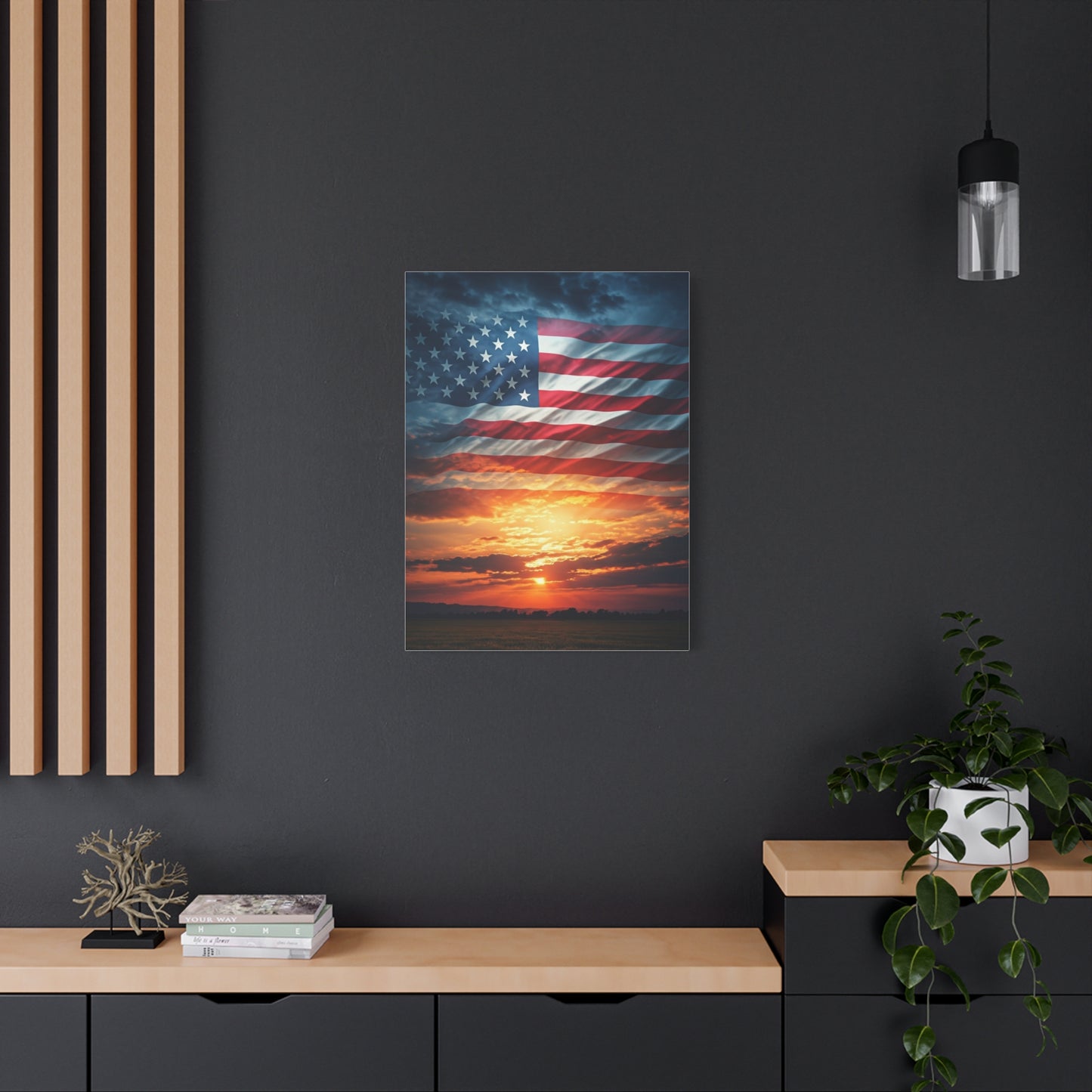 American Flag Sunset Glory Wall Art & Canvas Prints