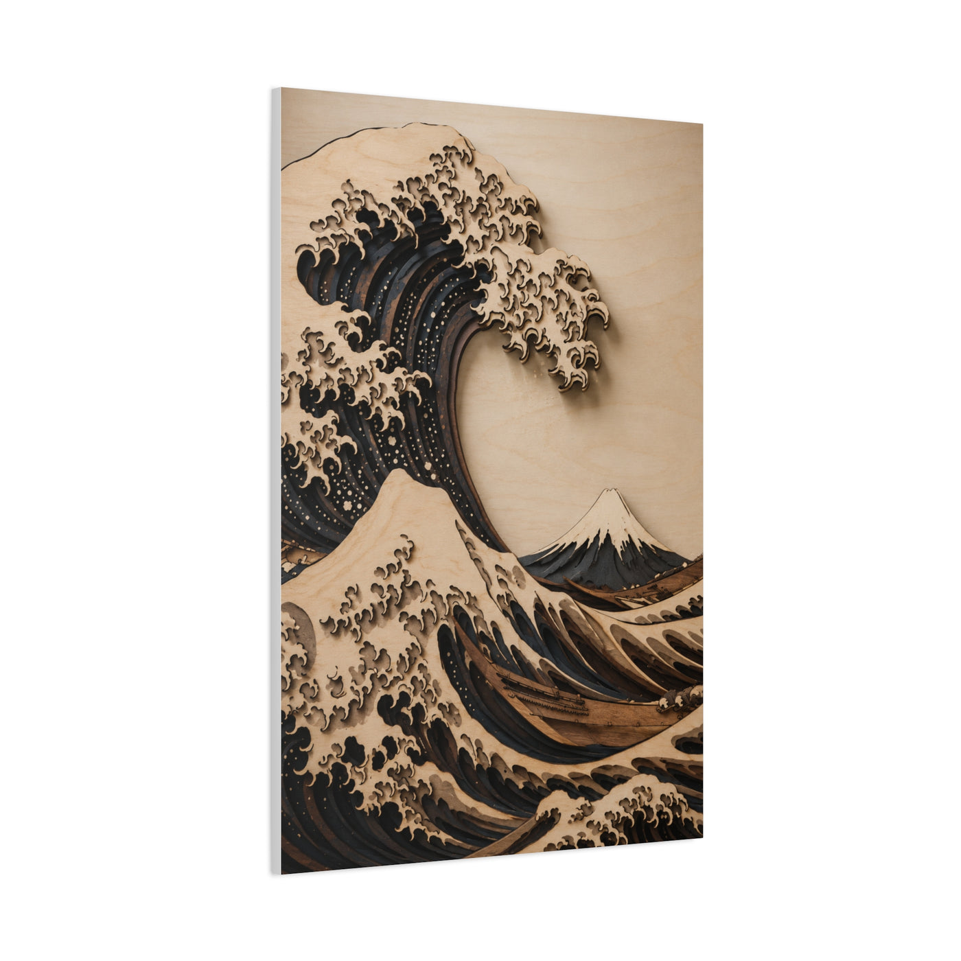 Layered Wood Great Wave Relief Wall Art & Canvas Print