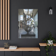 Geometric Chrome Wolf Head Sculpture Wall Art & Canvas Print