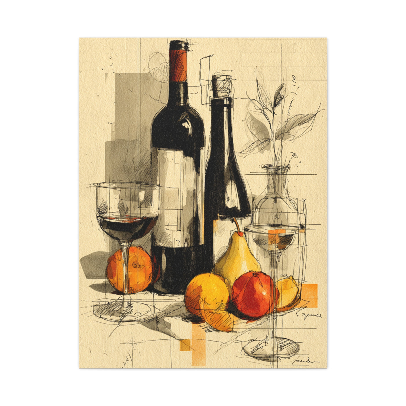 Minimalist Line Art Dining Still Life Wall Art & Canvas Print