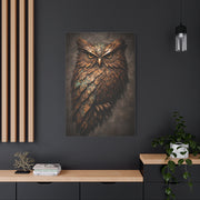 Rustic Metal Feather Owl Sculpture Wall Art & Canvas Print