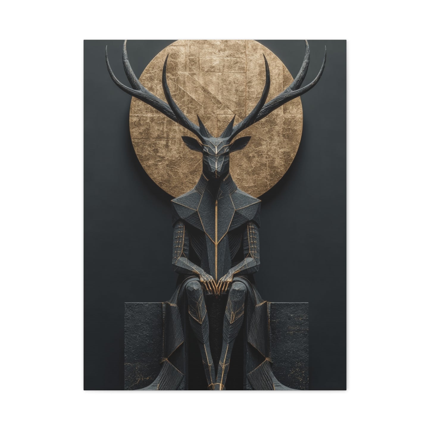 Art Deco Golden Halo Stag Wall Art & Canvas Print