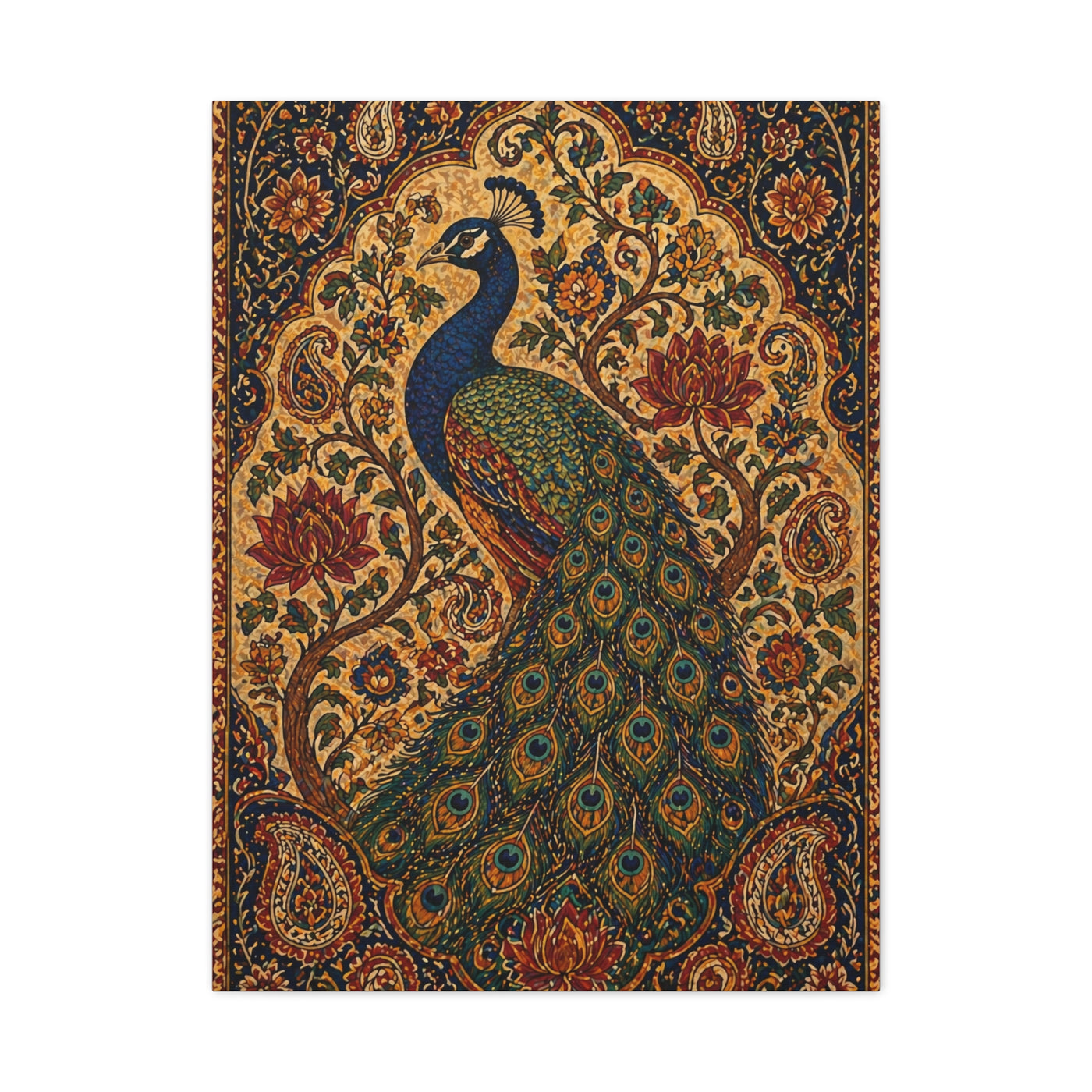 Ornamental Kalamkari Peacock Wall Art & Canvas Print