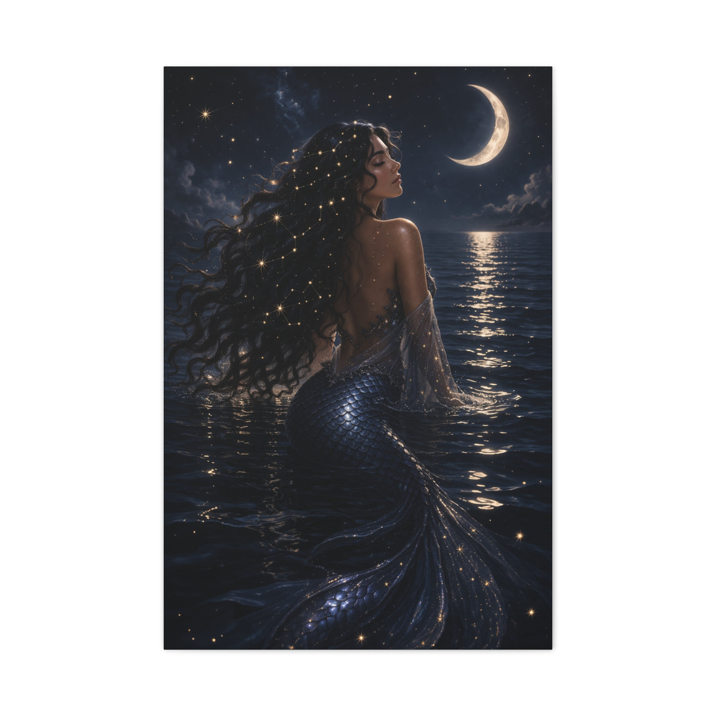 Celestial Moonlight Mermaid Dream Wall Art & Canvas Print