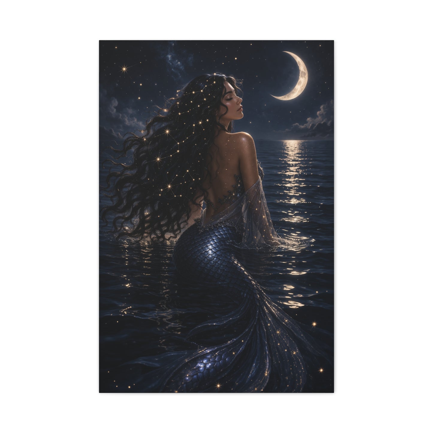 Celestial Moonlight Mermaid Dream Wall Art & Canvas Print