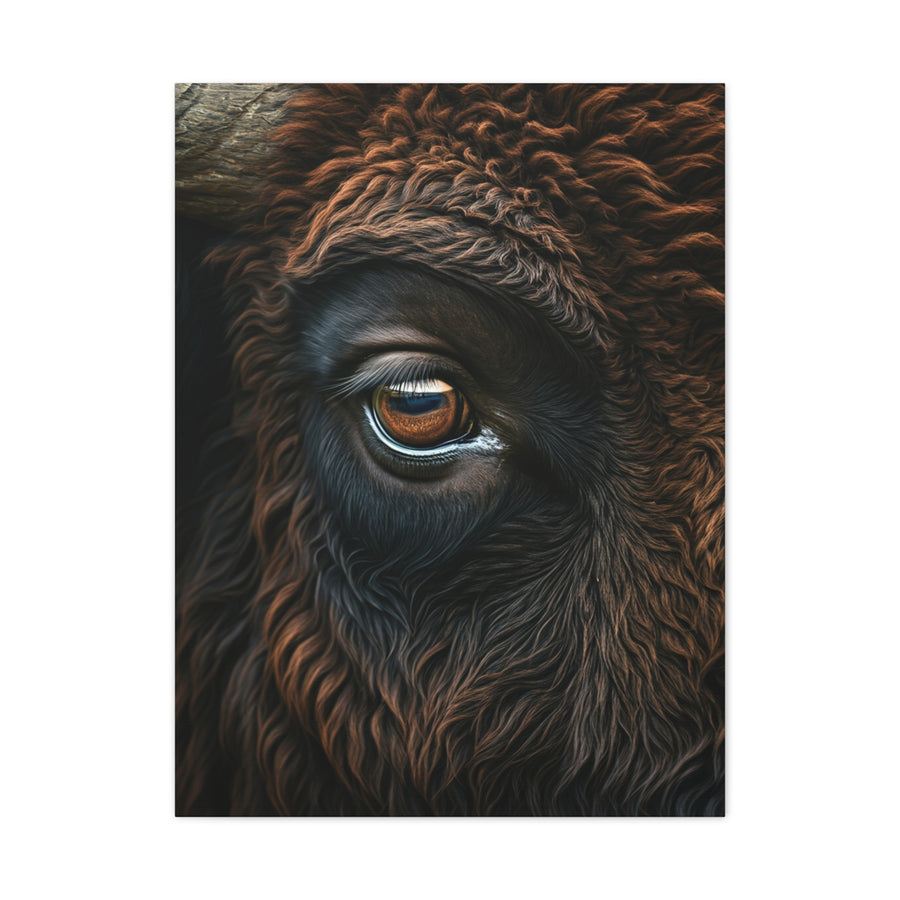 Macro Bison Eye Reflection Portrait Wall Art & Canvas Print