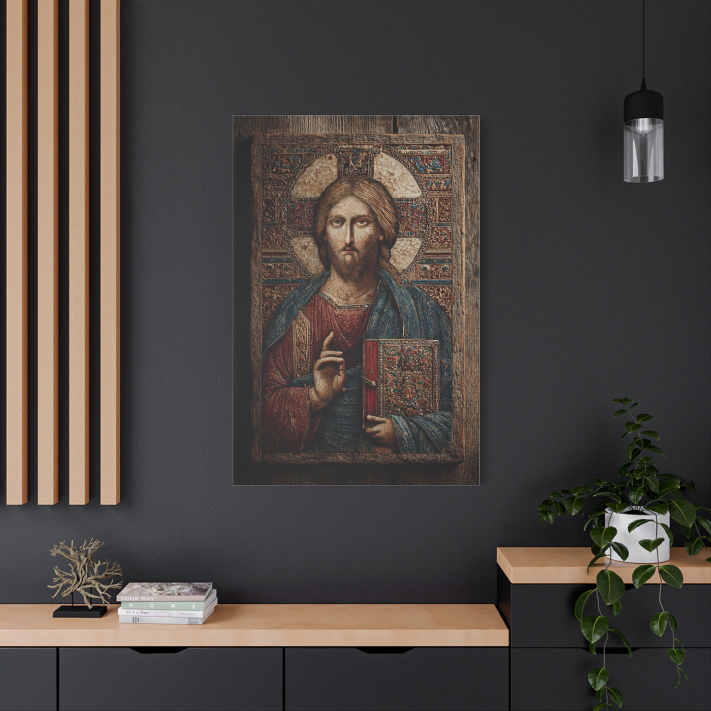 Christ Icon Mosaic Sacred Portrait Wall Art & Canvas Print