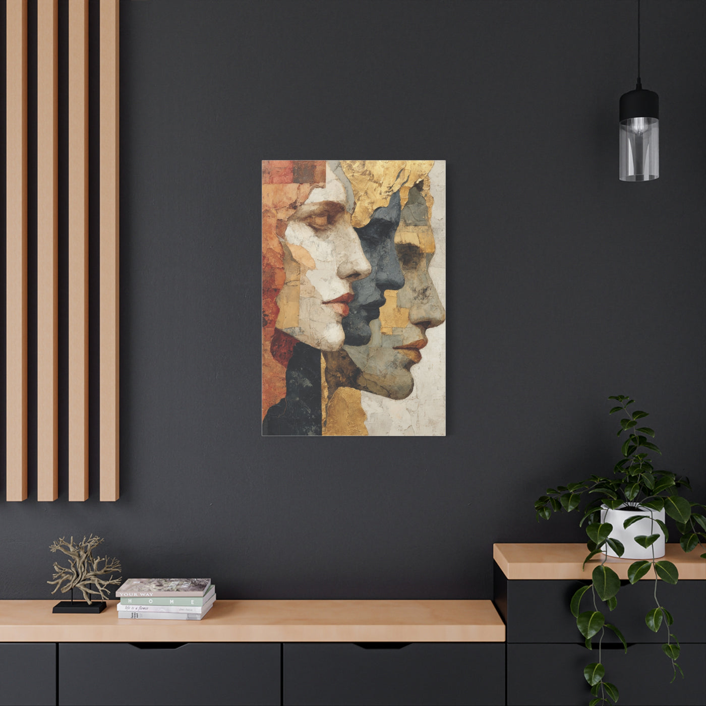 Multi Profile Textured Faces Composition Wall Art & Canvas Print