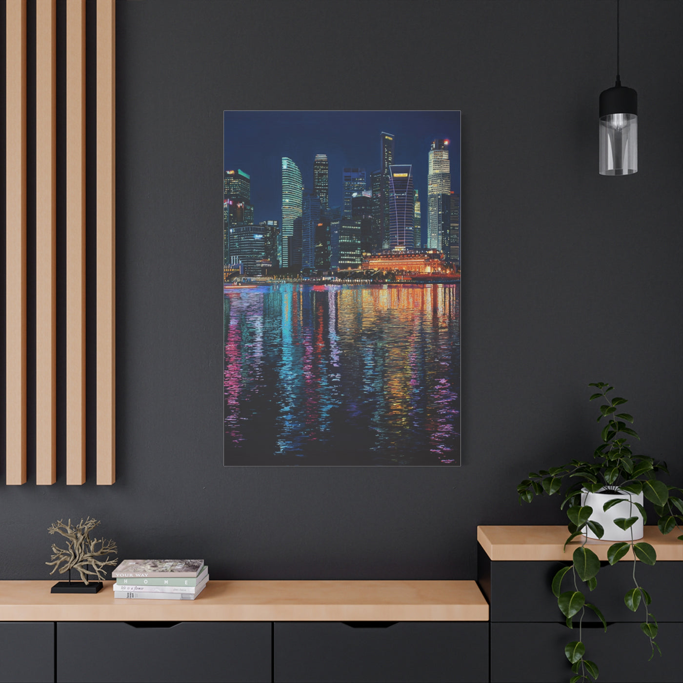 Singapore Skyline Marina Bay Night Reflections Wall Art & Canvas Print