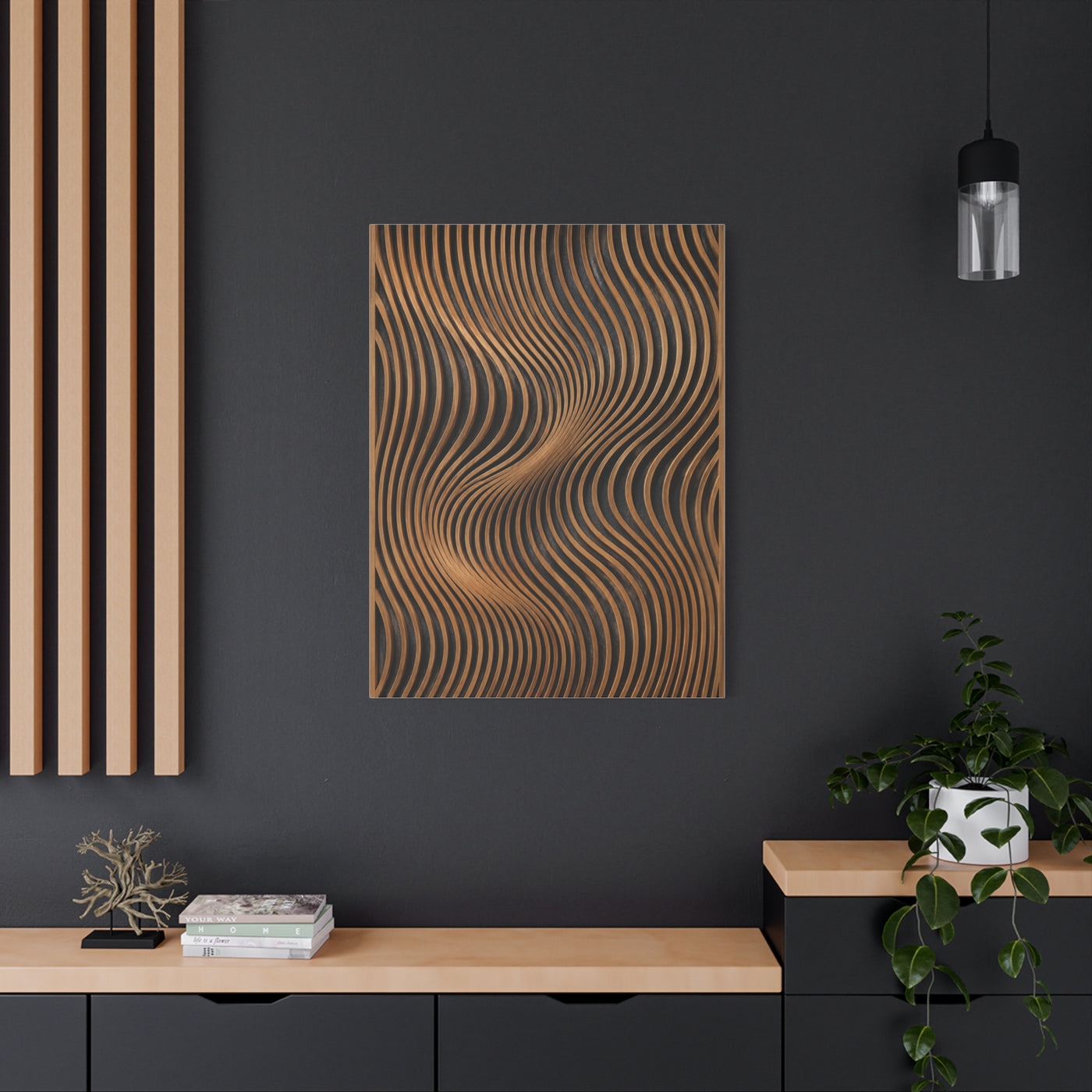 Minimal Slatted Wave Flow Panel Wall Art & Canvas Print