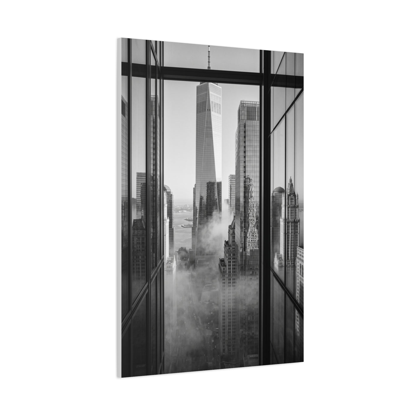 Executive Skyline Through Glass Wall Art & Canvas Print