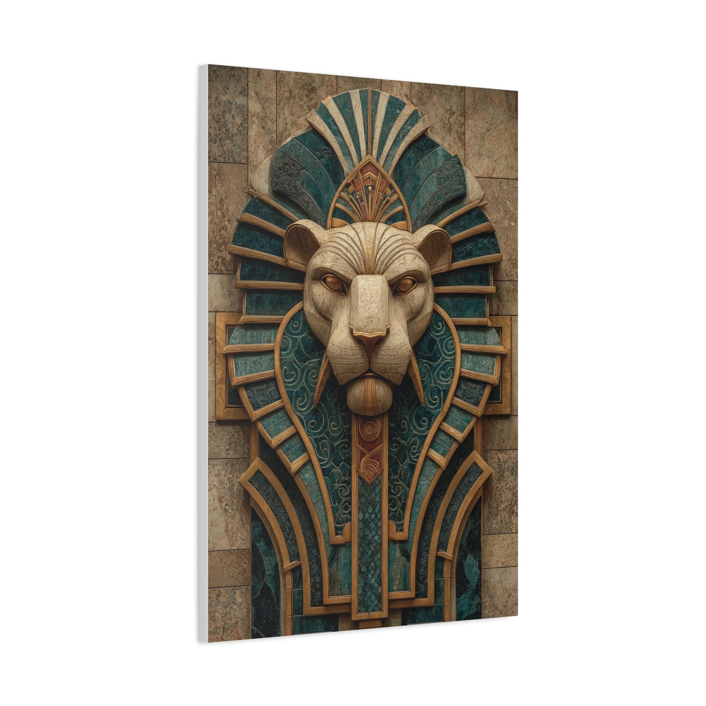 Art Deco Lion Architectural Relief Wall Art & Canvas Print