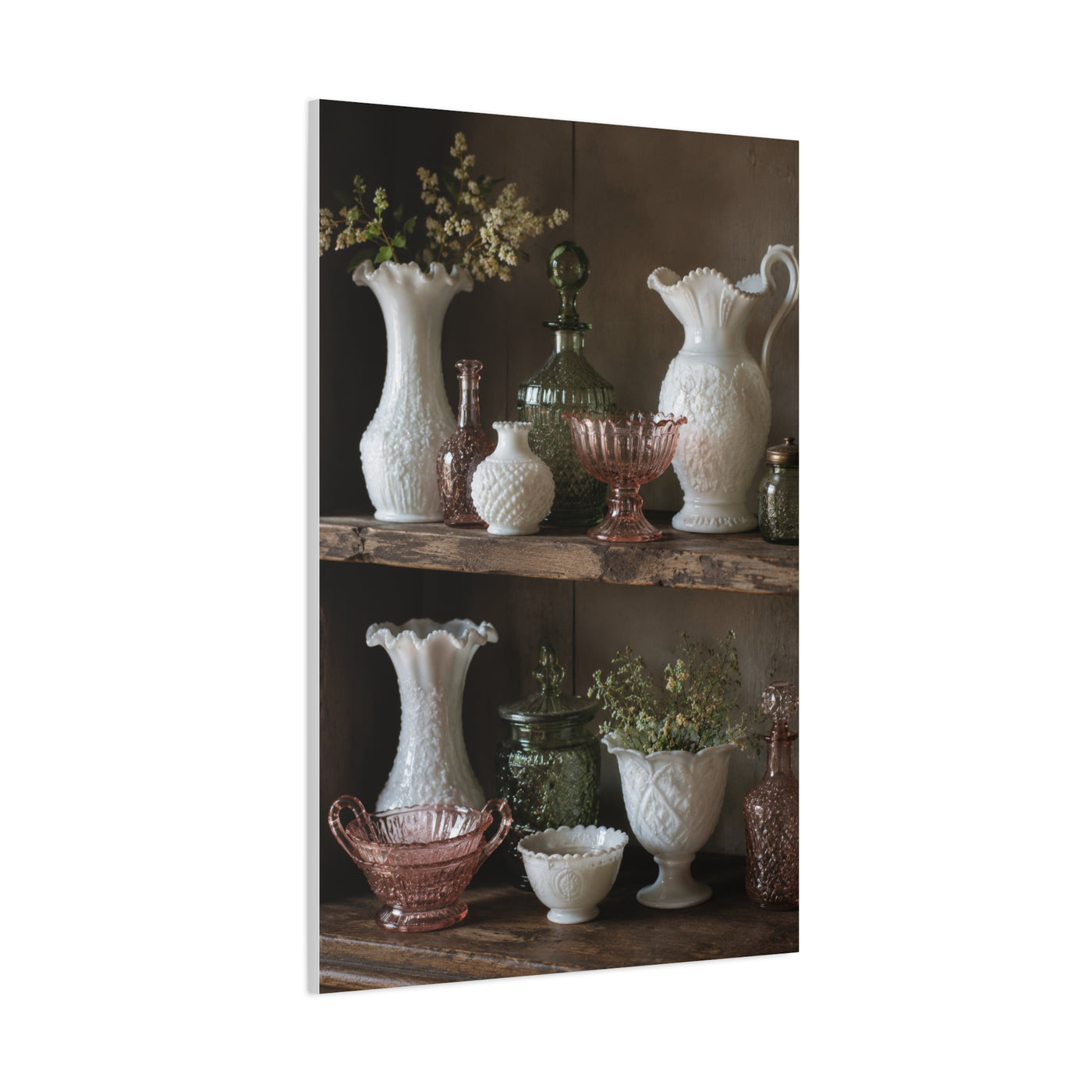 Antique Glassware Still Life Shelf Display Wall Art & Canvas Print