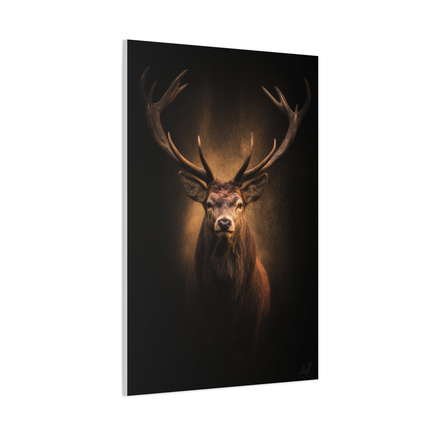 Golden Halo Stag Portrait Wall Art & Canvas Print