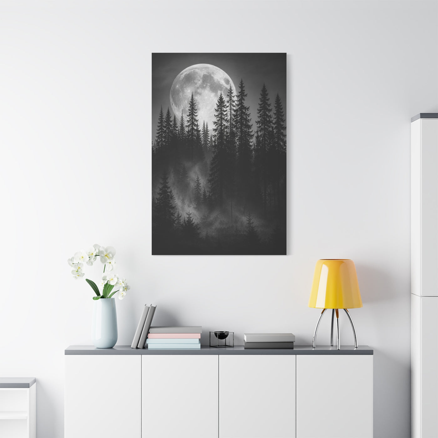 Moonlit Pine Forest Mystical Night Trees Wall Art & Canvas Print