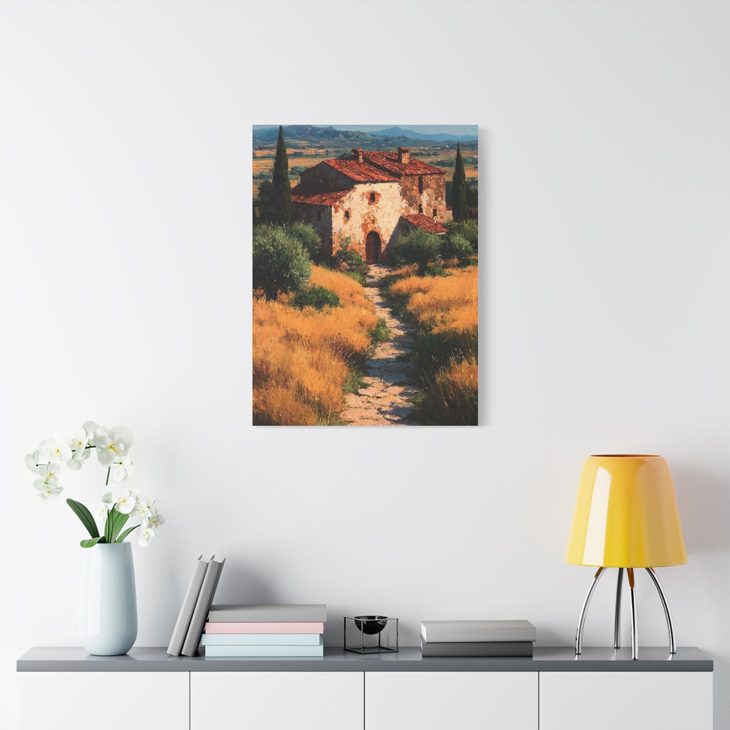 Tuscan Countryside Villa Painting Wall Art & Canvas Print
