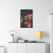 Neon Motel Night Reflection Wall Art & Canvas Print