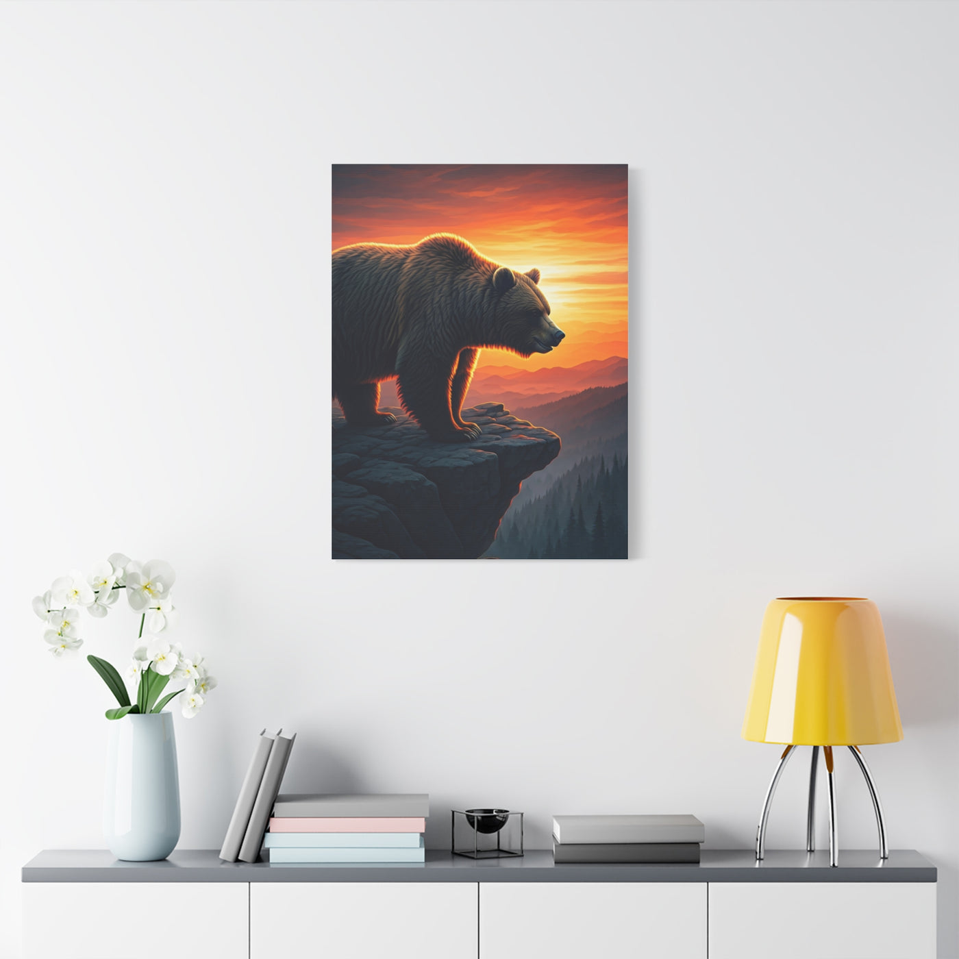 Sunset Cliff Grizzly Bear Wall Art & Canvas Prints