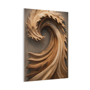 Hand-Carved Wooden Crest Wave Sculpture Wall Art & Canvas Print