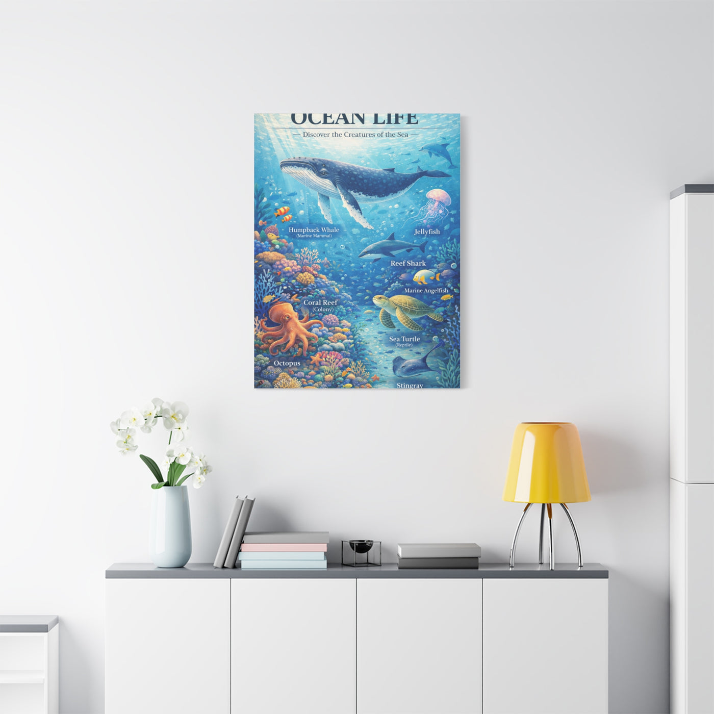 Ocean Life Educational Diagram – Wall Art & Canvas Print