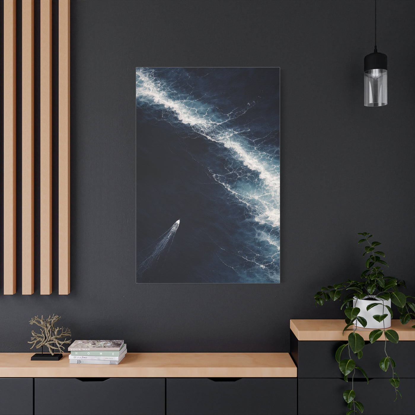 Aerial Navy Ocean Wave Perspective Wall Art & Canvas Print