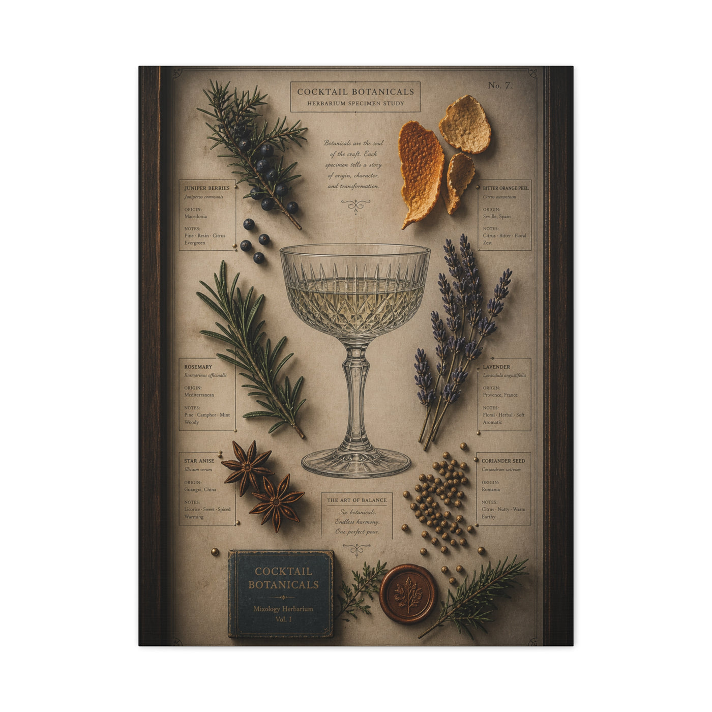 Cocktail Botanical Herbarium Study Wall Art & Canvas Print
